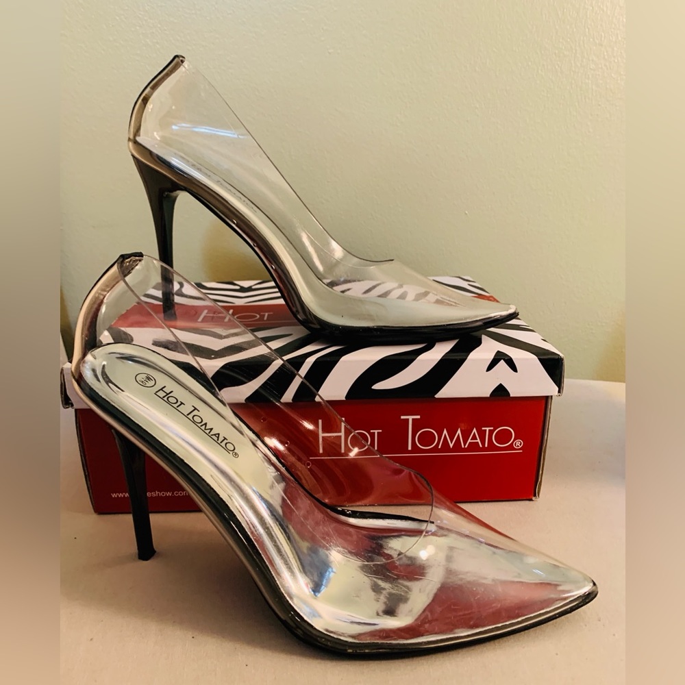 Hot Tomato Clearly Cayenne Women’s Heels US Size 8.5W Black/Clear Heels